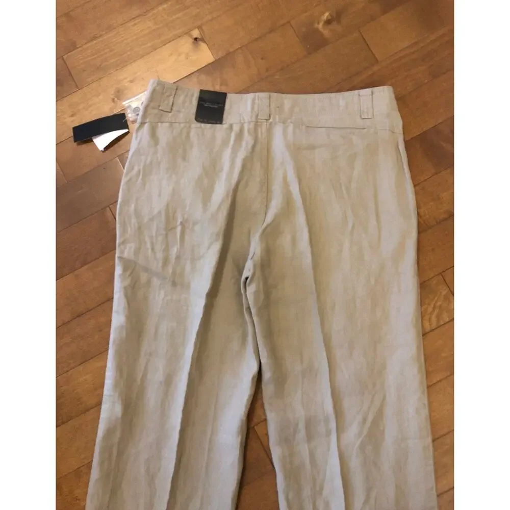 NWT Bloomingdales the mens store linen kahaki pants size 34 X 32